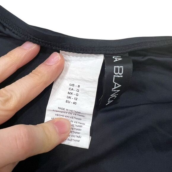 La Blanca Black Island Goddess Mid-Waist Keyhole Bottom 8 - Picture 4 of 4